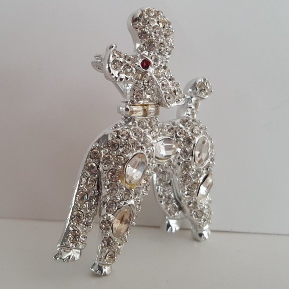Vintage PELL Signed French Poodle Figural Rhinestone Brooch Pin - Picture 7 of 13